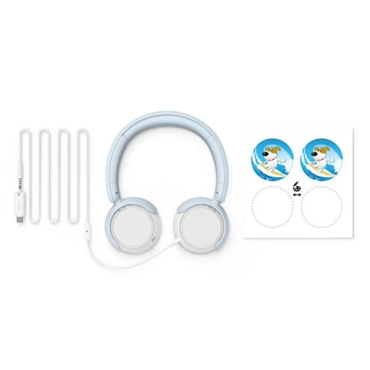 Auriculares Philips TAK2000BL/00 com cabo, microfone integrado, design ajustável azul