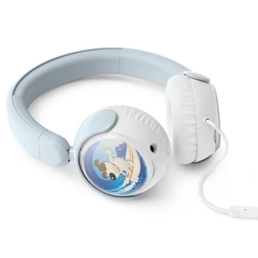 Auriculares Philips TAK2000BL/00 com cabo, microfone integrado, design ajustável azul