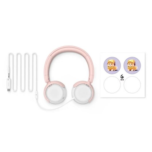 Auriculares Philips TAK2000PK/00 com cabo, microfone integrado, design ajustável rosa