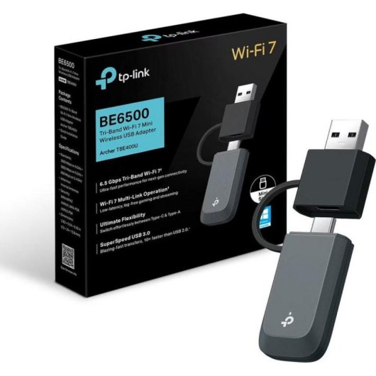 Adaptador Wi-Fi TP-Link Archer TBE400U Tri-Band Wi-Fi 7 6,30 Gbit/s USB 3.0