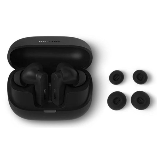 Auriculares Philips TAT3000BK/00 sem fios Bluetooth com Cancelamento híbrido de ruído, microfone, preto