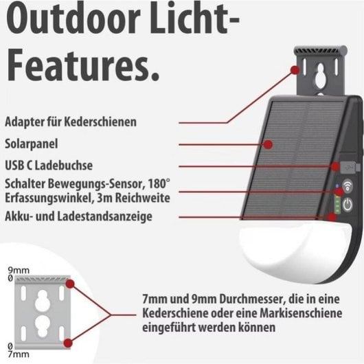 Lâmpada LED solar Brennenstuhl KL 300 AS 250 lm com sensor de movimento