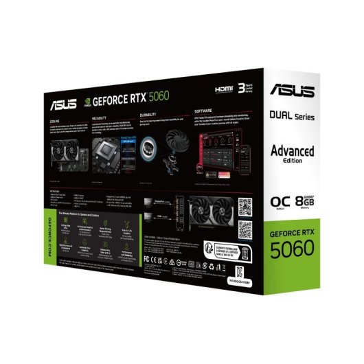 Tarjeta Gráfica ASUS GeForce RTX 5060 Dual OC 8GB GDDR7 Reflex 2 RTX AI DLSS4.5