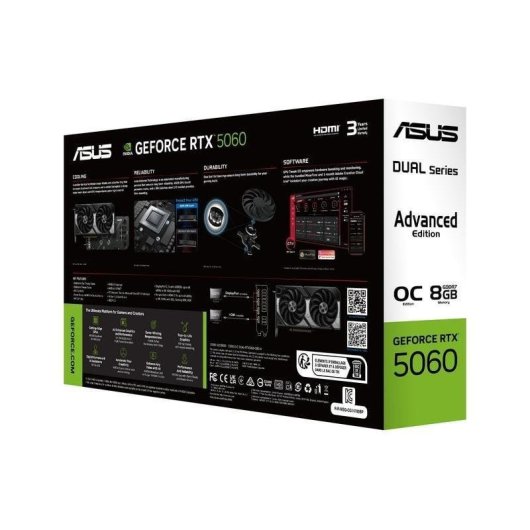 Tarjeta Gráfica ASUS Dual GeForce RTX 5060 8GB GDDR7 OC Edition Advanced Reflex 2 RTX AI DLSS4.5