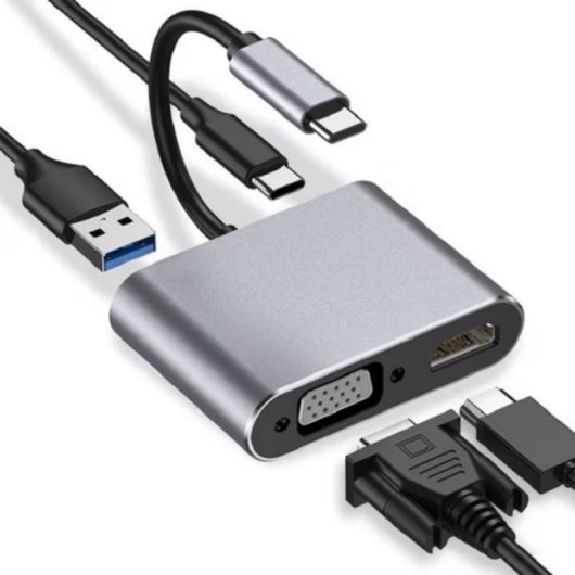 Hub USB iBox 4 en 1 USB-C HDMI VGA Charge 100W