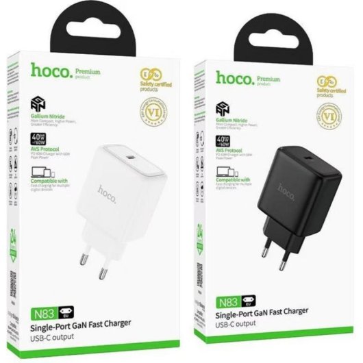 Cargador USB-C Hoco N83 GaN 40W PD3.2 AVS PPS Blanco