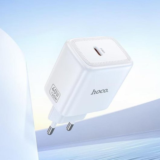Cargador USB-C Hoco N83 GaN 40W PD3.2 AVS PPS Blanco