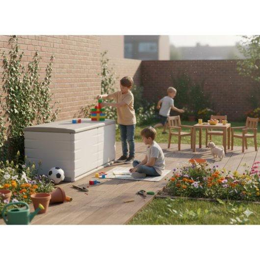 Baúl De Exterior De 450 Litros - Para Jardín Y Terraza Dimensiones 153 X 61 X 53 Cm - Color Beige