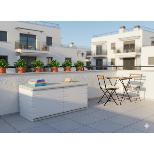 Baúl De Exterior De 450 Litros - Para Jardín Y Terraza Dimensiones 153 X 61 X 53 Cm - Color Beige