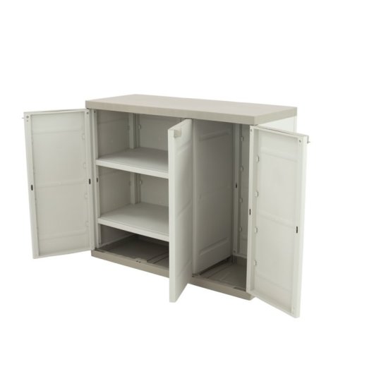 Armario Bajo 3 Puertas , 105 X 44 X 88 Cm , Beige , Incluye 2 Baldas Regulables