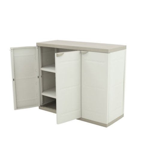 Armario Bajo 3 Puertas , 105 X 44 X 88 Cm , Beige , Incluye 2 Baldas Regulables