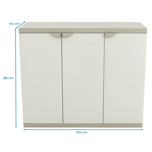 Armario Bajo 3 Puertas , 105 X 44 X 88 Cm , Beige , Incluye 2 Baldas Regulables