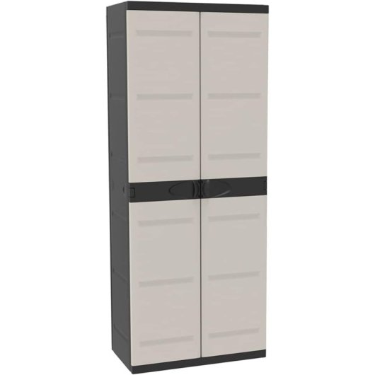 Armario Escobero Titanium – Mueble Auxiliar Con 2 Puertas Y Estantes Regulables , 70 X 44 X 176 Cm
