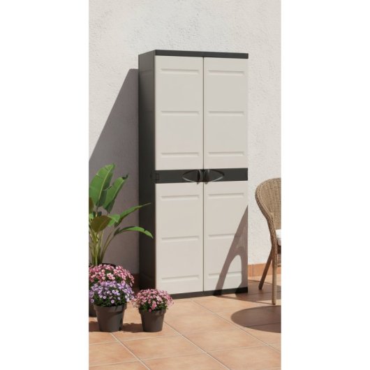 Armario Escobero Titanium – Mueble Auxiliar Con 2 Puertas Y Estantes Regulables , 70 X 44 X 176 Cm