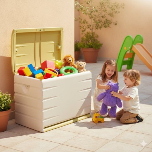 Baúl De Almacenamiento Multiusos 260 Litros | Baúl Para Exterior E Interior - 80 Cm | Amarillo
