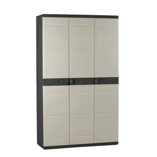 Armario Multiusos De 3 Puertas Con 4 Baldas - 176 X 105 X 41 Cm - Beige / Negro