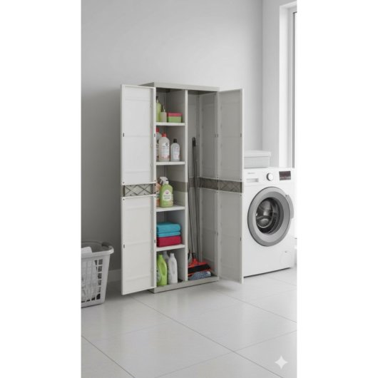 Armario Escobero 70 Cm Titanium – Mueble Auxiliar Alto 176x70x40,5cm – Multiusos Para Limpieza