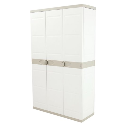 Armario Multiusos Exterior / Interior - 3 Puertas Y 4 Baldas - 176 X 105 X 41 Cm - Beige