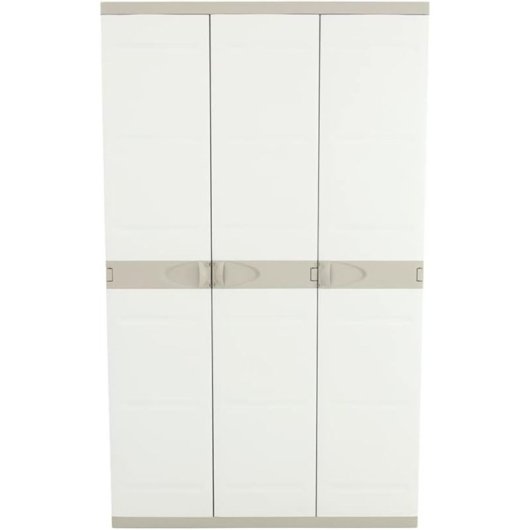 Armario Multiusos Exterior / Interior - 3 Puertas Y 4 Baldas - 176 X 105 X 41 Cm - Beige