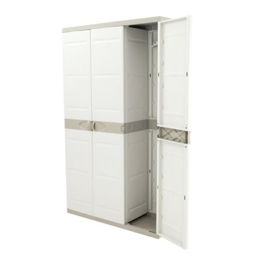 Armario Multiusos Exterior / Interior - 3 Puertas Y 4 Baldas - 176 X 105 X 41 Cm - Beige