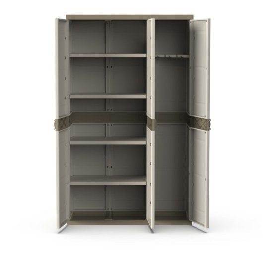 Armario Multiusos Exterior / Interior - 3 Puertas Y 4 Baldas - 176 X 105 X 41 Cm - Beige