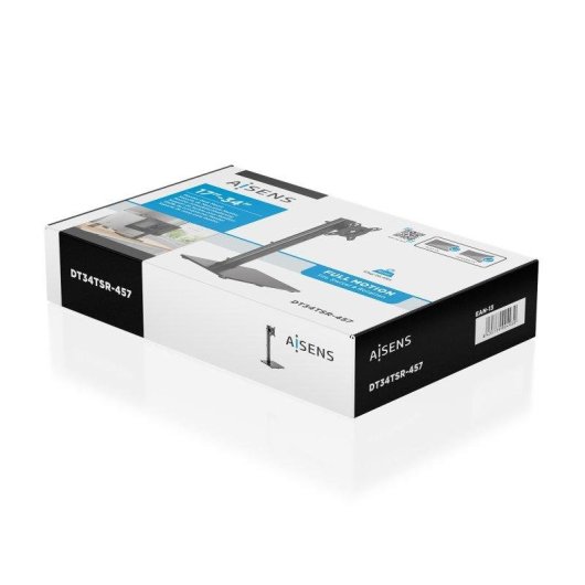 Aisens DT34TSR-457 Support Moniteur Bureau avec Pied Eco Pivotant et Incliné 17-34" VESA 75x75 à 100x100 Max 12Kg
