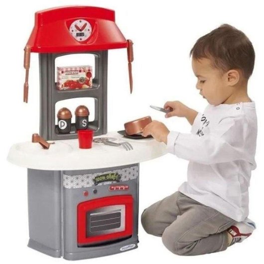 Cocina de juguete infantil Ecoiffier Coquillette Roja con horno, fregadero y accesorios