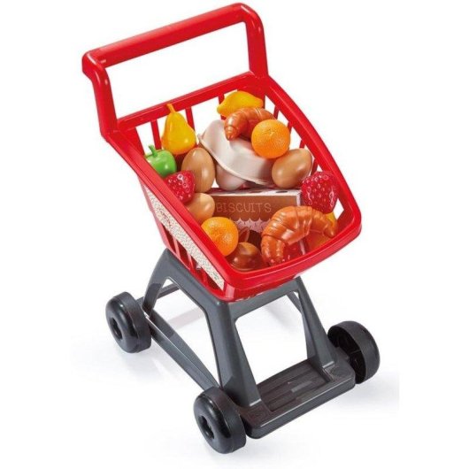 Carrito de compra juguete Ecoiffier con 20 alimentos y uso exterior