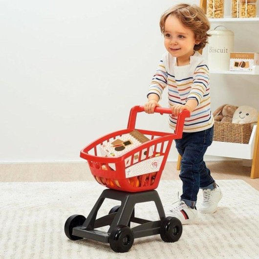 Carrito de compra juguete Ecoiffier con 20 alimentos y uso exterior