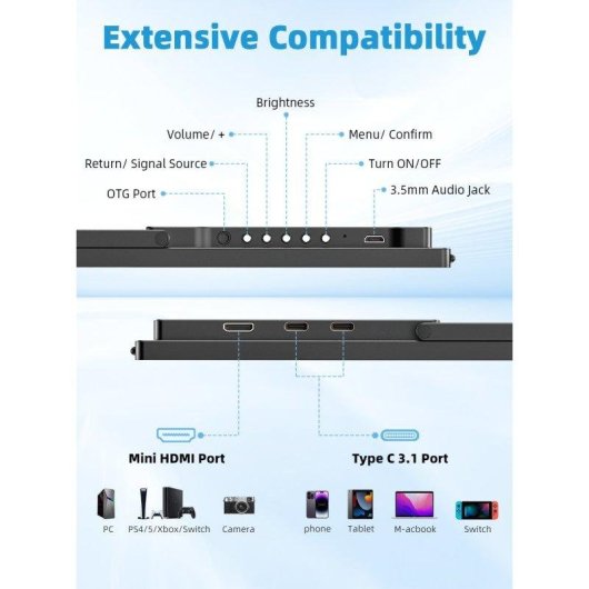 Monitor Uperfect 18,4" UltraHD 4K QLED HDR1000:1 portátil VESA antirreflejos