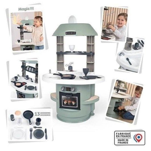 Cocina Infantil de Juguete Smoby Nova Verde con 13 Accesorios