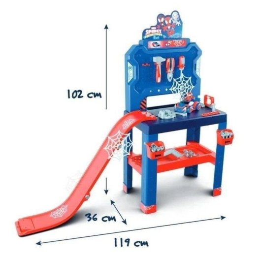 Mesa de trabajo infantil Smoby Spidey Bricolo Center con 90 accesorios