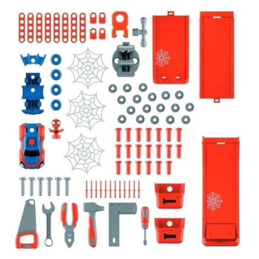 Mesa de trabajo infantil Smoby Spidey Bricolo Center con 90 accesorios