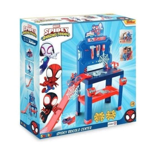 Mesa de trabajo infantil Smoby Spidey Bricolo Center con 90 accesorios