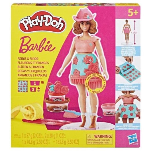 Play-Doh Barbie Floral & Fringe Kreativset mit 28 cm Puppe