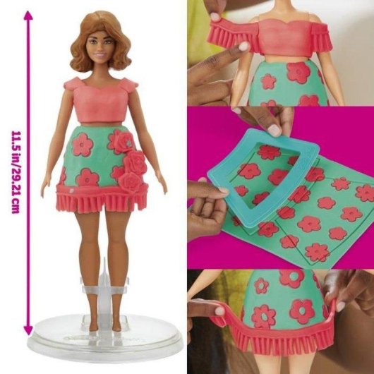 Play-Doh Barbie Floral & Fringe Kreativset mit 28 cm Puppe