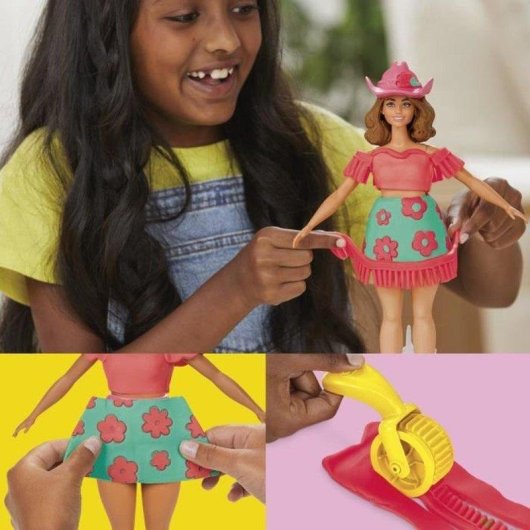 Play-Doh Barbie Floral & Fringe Kreativset mit 28 cm Puppe