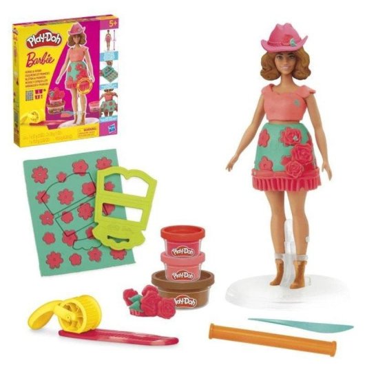Play-Doh Barbie Floral & Fringe Kreativset mit 28 cm Puppe