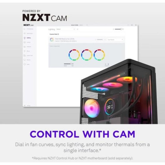 Refrigeração Ar NZXT 140 mm RGB direccionável 2000 rpm silencioso