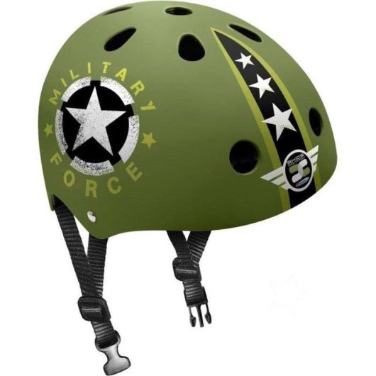 Skatehelm Stamp Skids Control Military Star Grün ABS/EPS 53-57 cm
