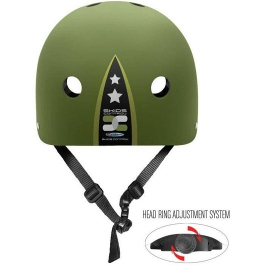 Skatehelm Stamp Skids Control Military Star Grün ABS/EPS 53-57 cm