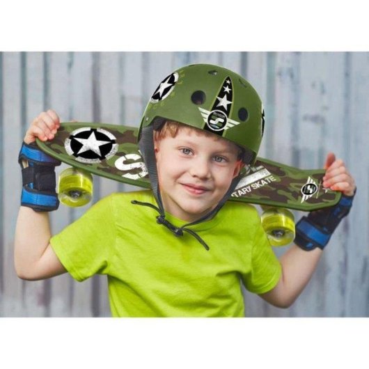 Skatehelm Stamp Skids Control Military Star Grün ABS/EPS 53-57 cm