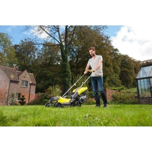 Kit combo Ryobi ONE+ 18V Rasenmäher 33 cm + Freischneider 2 in 1 Mulching 250 m²
