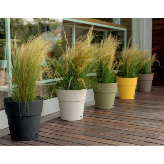 Vaso da giardino Stefanplast Ethica verde oliva riserva acqua 2L Ø40