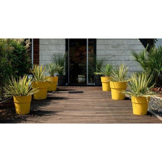 Vaso da giardino Stefanplast Ethica verde oliva riserva acqua 2L Ø40