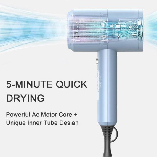 Secador de Pelo Iónico Profesional Dam Electronics 1800W 2 Velocidades 2 Temperaturas Azul Motor AC