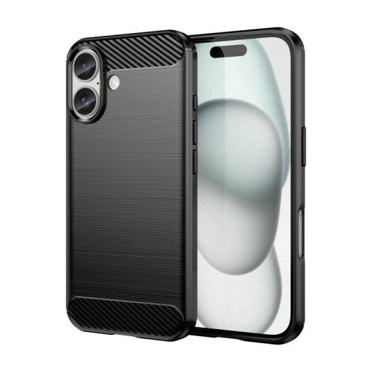 Capa para Telemóvel Max Power Digital Fibra de Carbono Antichoque Silicone Preto para iPhone 16