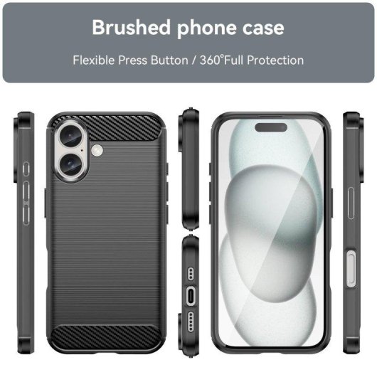Capa para Telemóvel Max Power Digital Fibra de Carbono Antichoque Silicone Preto para iPhone 16