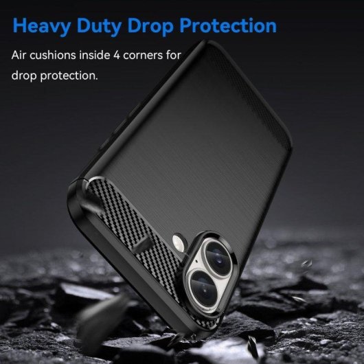 Capa para Telemóvel Max Power Digital Fibra de Carbono Antichoque Silicone Preto para iPhone 16