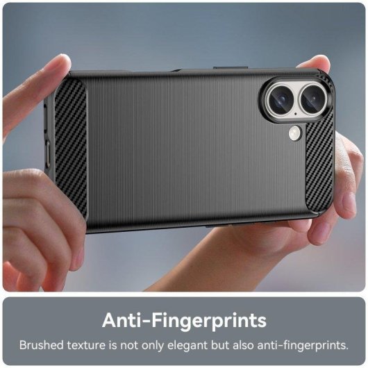 Capa para Telemóvel Max Power Digital Fibra de Carbono Antichoque Silicone Preto para iPhone 16